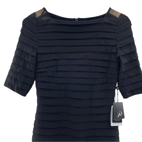 NWT Adrianna Papell Illusion Bodice Pleated Partial Tuck Jersey Sheath Dress 4 - Picture 3 of 16